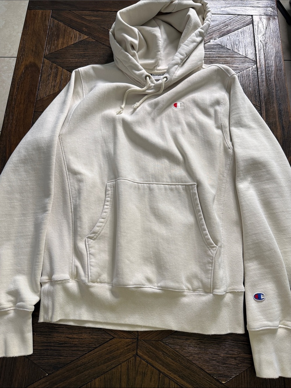 Champion Reverse Weave Vintage Cream Hoodie Size M Classic Heavyweight Hoodie
